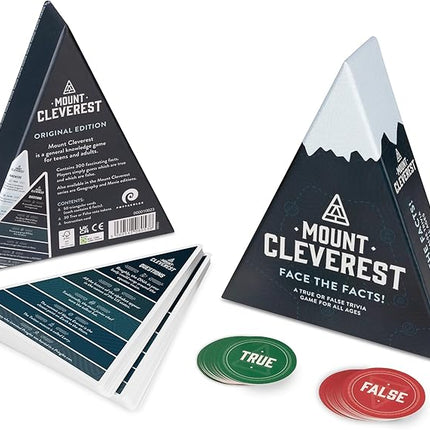 Mount Cleverest - Original Edition | True or False Trivia Game | Fun Adults & Kids Family Card Game | Party Games for Birthday | Travel Games | Gift for Boys and Girls | Stocking Stuffer
