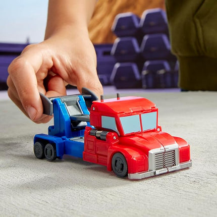 Transformers EarthSpark 1-Step Smash Changers Optimus Prime 4-Inch Action Figure, Robot Toys for Boys and Girls 6 and Up