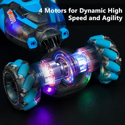 Gesture Sensing RC Stunt Car for Boys, Remote Control Toys for Kids Age 5-7, 6-8, 9 10 11 12+ Years Old Birthday Gifts, 2.4GHz Hand Controlled RC Drift Car with Light & Music, Double-Sided Driving