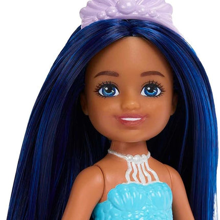 Barbie Mermaid Chelsea Doll with Midnight Blue Hair and Ombre Tail, Mermaid Toys, Crown Accessory
