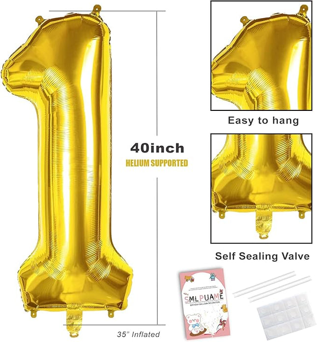 Smlpuame 40 inch Number Balloon 0-9 Gold Large Number 8 Balloons,Digital Balloons for Birthday Party Celebration Decorations Supplies, Helium Foil Number Balloons for Wedding Anniversary