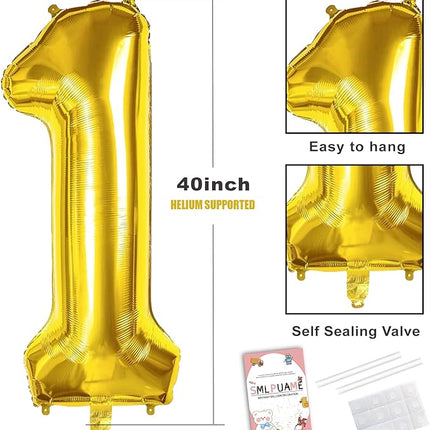 Smlpuame 40 inch Number Balloon 0-9 Gold Large Number 3 Balloons,Digital Balloons for Birthday Party Celebration Decorations Supplies, Helium Foil Number Balloons for Wedding Anniversary