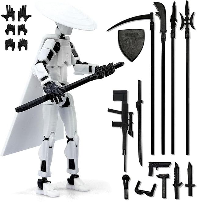 Already Assembled T13 Action Figure Accessories,T13 Multi-Jointed Movable 3D Printed Toys (White-)