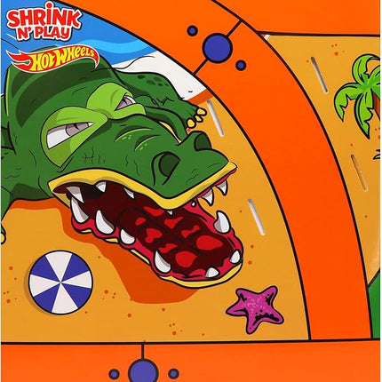 Tara Toys Hot Wheels Shrinky Dinks Craft Kit – Create Custom Car Designs with Pre-Cut Shrink Art Sheets, Colored Pencils & Keychains – Creative Activity for Kids Ages 5+