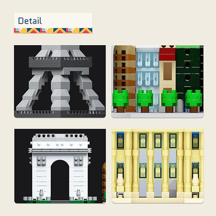 Architecture Paris Micro Building Blocks Set with Eiffel Tower and The Louvre Skyline Series Adult and Assembly World Famous Landmarks Construction Present Kit 3680 pcs