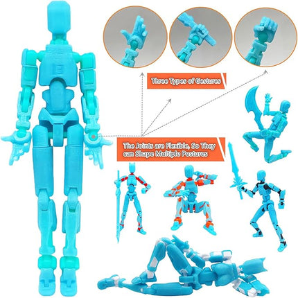 T13 Action Figures (Grow in The Dark Blue) Titan 13 Action Figures T13 3D Action Figure Set Already Assembled Dummy 13 Nova T-13 Robot 3D Printed Multi-Jointed Movable Toy (Blue Blue + Dog)