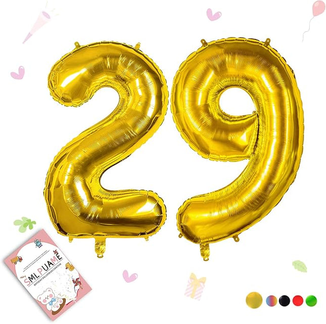 Smlpuame 40 inch Number Balloon 0-9 Gold Large Number 29 Balloons,Digital Balloons for Birthday Party Celebration Decorations Supplies, Helium Foil Number Balloons for Wedding Anniversary