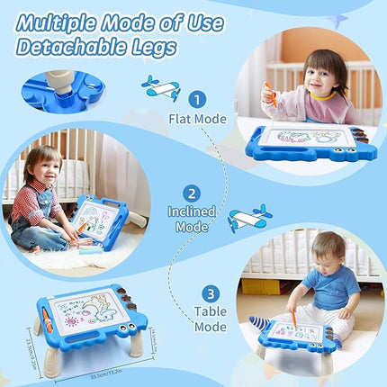 AiTuiTui Magnetic Drawing Board Toddler Toys with Legs for Girls Boys, Color Sketch Writing Scribble Doodle Pad Travel Games, Educational Learning Kids Toys for Toddlers Birthday (Blue)