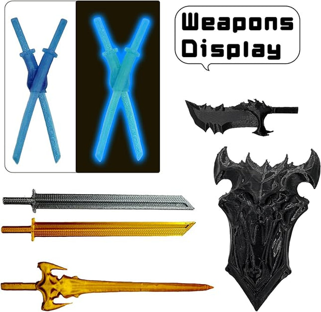 3D Printed 5.54-inch Multi-Jointed Action Figures Dummy13, Full Body Mechanical Movable Toy, Multiple Accessories, Hand Painted Figure, Desk Decoration, Creative Gifts (Glow at Night - Blue)