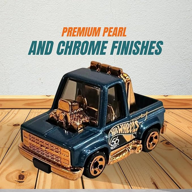 Worldwide Nutrition Bundle Compatible with Hotwheels 56th Anniversary Pearl and Chrome Toon’d ‘83 Chevy Silverado - Cartoon-Inspired Design Diecast Construction Model