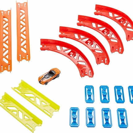 Hot Wheels Toy Car Track Set, Track Builder Unlimited Playset Premium Curve Pack, 16 Component Parts & 1:64 Scale Vehicle