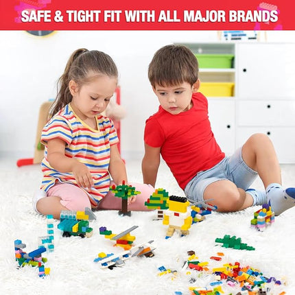 595 Pieces Building Bricks, Building Bulk Block with 4 Packs 5" x 5" Stackable Plates and 46PCS Wheel Accessory - Compatible with All Major Bricks, Gfits for Kids - 18 Shape/16 Color
