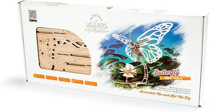 Ugears Wooden 3D Puzzles for Adults - Butterfly Puzzle Mechanical Model Kit - 3D Wood Puzzles Adult Automaton - Kinetic Sculpture Models for Adults to Build Butterfly Kit DIY Miniature Kit - 161 Pcs