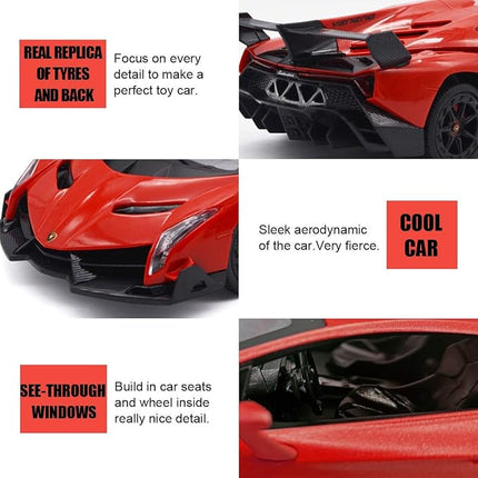 QUN FENG Remote Control RC CAR Racing Cars Compatible with Lamborghini Veneno Officially Licensed 1:24 Toy RC Cars Model Vehicle for Boys 6,7,8 Years Old,red