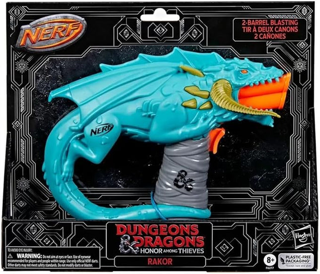 Nerf Dungeons & Dragons Rakor Blaster, 4 Elite 2.0 Darts, Kids Outdoor Games, D&D Blaster Toys for Ages 8 & Up