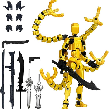 Already Assembled T13 Action Figure Accessories,T13 Multi-Jointed Movable,for Collectors Desktop Decorations t-13 Movability 3D Printed Toys (Yellow, 5.5inch)