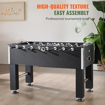 VEVOR Foosball Table, 55 inch Standard Size Foosball Table, Indoor Full Size Foosball Table for Home, Family, and Game Room, Soccer with Foosball Table Set, Includes 4 Balls and 4 Cup Holders, black