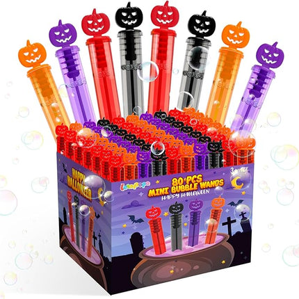 Letapapa 80 PCS Bubble Wands, Halloween Party Favors for Kids, Halloween Kids Goodie Bag Stuffers, Great Halloween Treats Toys, Girls Boys Classroom Prizes (4 Colors)