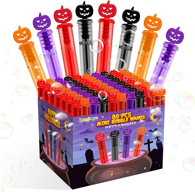 Letapapa 80 PCS Bubble Wands, Halloween Party Favors for Kids, Halloween Kids Goodie Bag Stuffers, Great Halloween Treats Toys, Girls Boys Classroom Prizes (4 Colors)