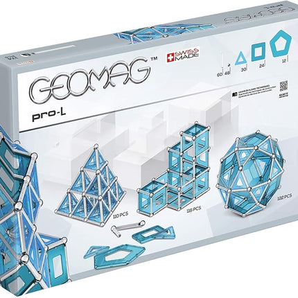 GEOMAG Magnetic Toys | Magnets for Kids | STEM-endorsed Educational Building Cube Set for Creativity & Learning Fun | Swiss-made | Age 8+ Pro-L Kit 174 Piece