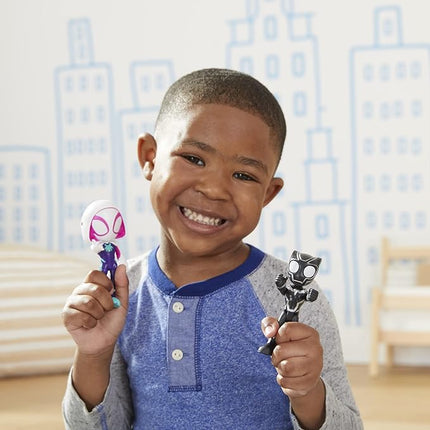 Spidey and His Amazing Friends Hero Reveal 2-Pack, Marvel Action-Figures, Mask-Flip Feature, Ghost-Spider and Black Panther, 3+ Years