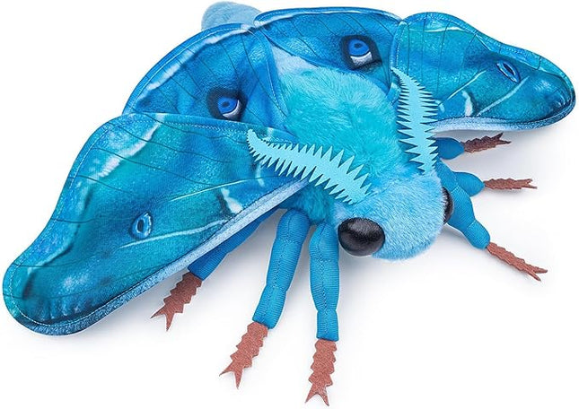 Giant Head Hawkmoth Plush, Simulation Hawkmoth Stuffed Animals -26 inches, Moth Plushie Model Collction, for Moth Lovers, Kids,Blue