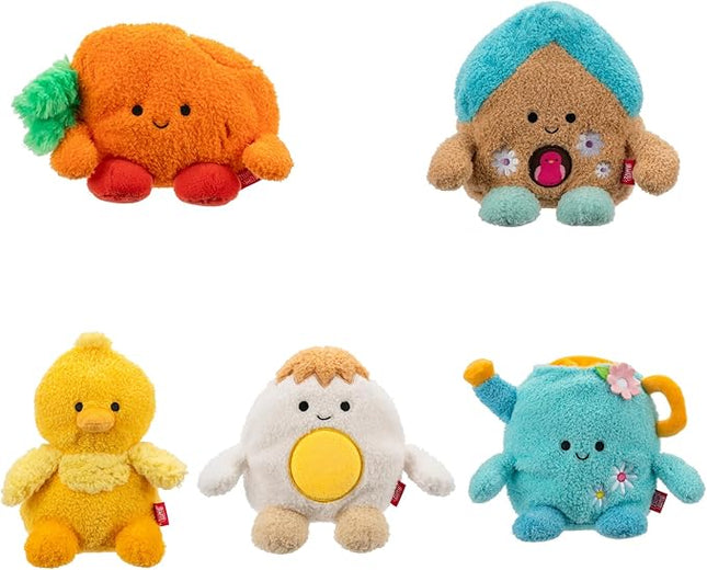 BumBumz 4.5-inch SpringBumz Plush 5-Pack - Carson Carrot, Cammie Yellow Chick, Ethan Hard Boiled Egg, Cosimo Watering Can, and Blair Bird House - from The Makers of Original Squishmallows