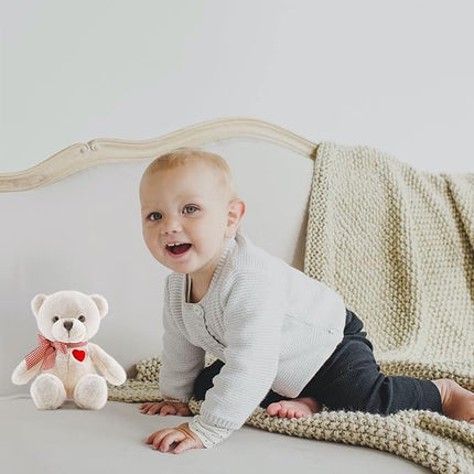 11.4” Small Teddy Bear with Heart Cute White Teddy Bear Stuffed Animals Soft Stuffed Bear Plush Bear Plushie Toys Gifts for Girlfriend Boyfriend Kid