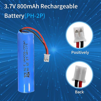 3.7V 800mAh Li-ion Battery, 14500 Rechargeable Batteries with USB Charger Cable PH-2P Plug for Flashlights, Remote Control Cars, Bluetooth Speakers, LED Flashlights, etc