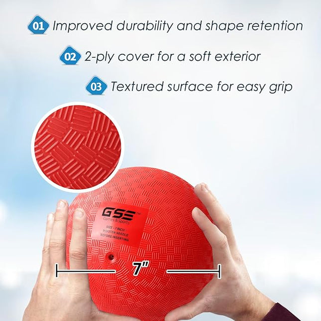 GSE Games & Sports Expert 5"/7"/8.5"/10" Inflatable Playground Ball, Kickball, Bouncy Dodge Ball, Handball for Kid/Adult, Perfect for Recess Ball Games, Gym, Yoga Exercises, Schools Sports Activities