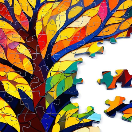 Rocorose Stained Glass Puzzle for Adults 1000 Pieces Tree of Life Family Jigsaw Puzzles, Impossible Hard Difficult Challenging Plant Tree Puzzle for Gift Home Wall Decor