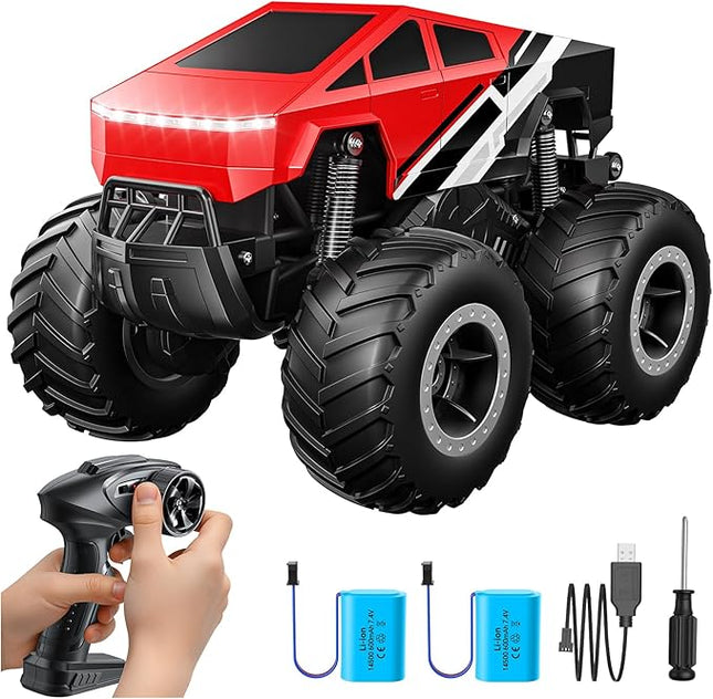 Remote Control Car Off-Road Pick-up Truck - 4WD Amphibious RC Truck Toy RC Cars for All Terrain, 1:16 Scale Hobby Monster Trucks Toys 2.4GHz Vehicles Kids Gifts for Boys/Girls Age 6 7 8 9 10-12+,Red