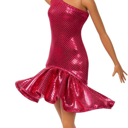 Barbie Ballroom Dancer Fashion Doll with Red Ruffle Dress, Dancing Shoes & Brown Styled Hair, Dancing Trophy Accessory