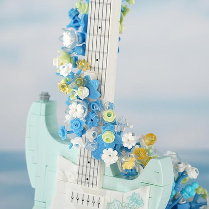 Flower Bouquet Guitar Building Blocks Set, 1125PCS Music Instruments Guitar Bricks Set, Gifts for Adults and Kids (bass)