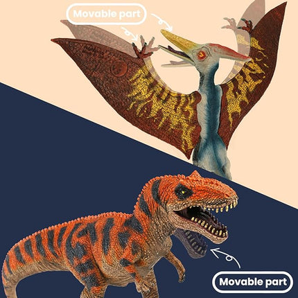 4 PCS Jumbo Dinosaur Toys for Kids 3-5 Realistic Dinosaur Figures with Movable Parts & Learning Cards- Big Dino Toys for Kids 5-7 Ideal Gift for Toddlers Boys Girls Ages 3+