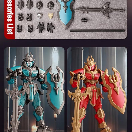 2 Set Armor Knight Action Figure Toy, Multi-Jointed Movable Dummy Medieval T13 Articulated Robot Figure, Fantasy Warrior Undead Death Knights Paladin Display Model (Assembly Required)