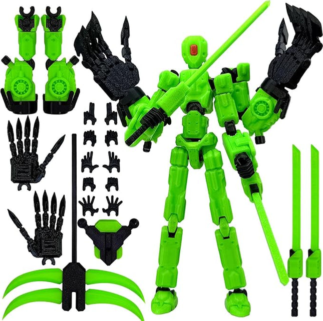 8Inch T13 Action Figure Assembly Completed,3D Printed Multi-Jointed Movable Toy Nova 13 Action Figures Desktop Decorations for Game Lovers Toy (Green)
