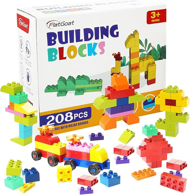 Building Blocks 208 Piece Set Compatible with All Major Brands, Classic Big Bricks for Kids Toddlers, STEM Large Building Toys with Gift Box for Boys Girls Ages 3 4 5 6 7 8+