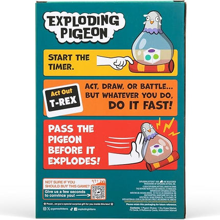 Exploding Kittens Presents Exploding Pigeon – Hilarious Fast-Paced Party Game for Families, Kids, Teens & Adults – Ages 7+ – 3+ Players – Perfect for Game Night
