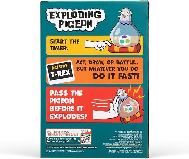 Exploding Kittens Presents Exploding Pigeon – Hilarious Fast-Paced Party Game for Families, Kids, Teens & Adults – Ages 7+ – 3+ Players – Perfect for Game Night