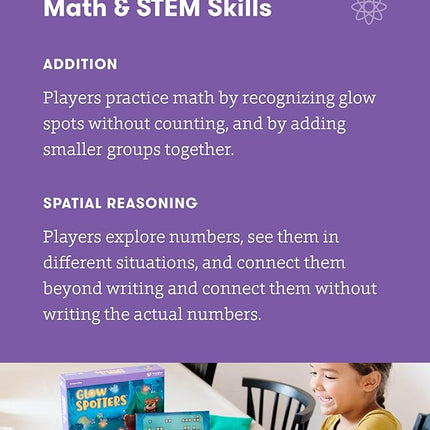 SimplyFun Glow Spotters - A Visual and Adventurous Math Game for Kids, Earn Your Firefly Badge with Addition - 1 to 4 Players, for Kids Ages 5 & Up
