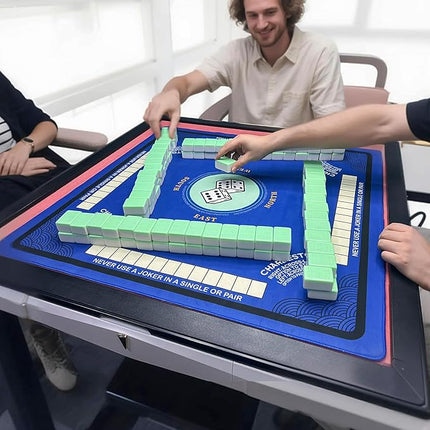Mahjong Mat for Table with Anti Slip and Noise Reduction, 31.5" x 31.5" Game Mat with Carrying Bag for Poker, Card, Board & Tile Games(Blue)