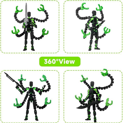 Already Assembled T13 Action Figure Accessories,Dummy 13 T13 Multi-Jointed Movable,for Collectors Desktop Decorations t-13 Movability 3D Printed Toys (Black Green)