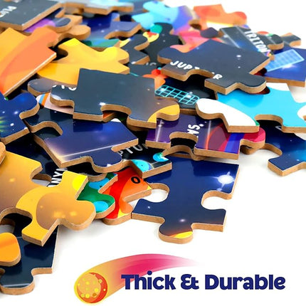 SYNARRY 100 Piece Puzzles for Kids, Space Puzzle for Kids Ages 4-8 Solar System Puzzle, 100 Pieces Puzzles for 3 4 5 6 7 8 Year Olds Boys Girls, Easter Basket Stuffers Valentines Day Gifts for Kids