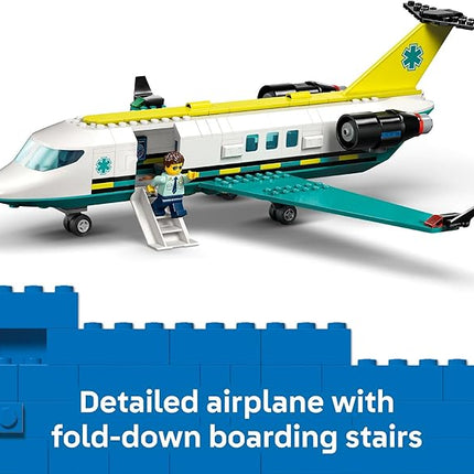 LEGO City Emergency Air Ambulance Airplane Building Toy for Kids - Pretend Play Rescue Airplane Model for Boys & Girls, Ages 6+ - Building Blocks W/Hero Minifigures - Gift Idea for Birthdays - 60465