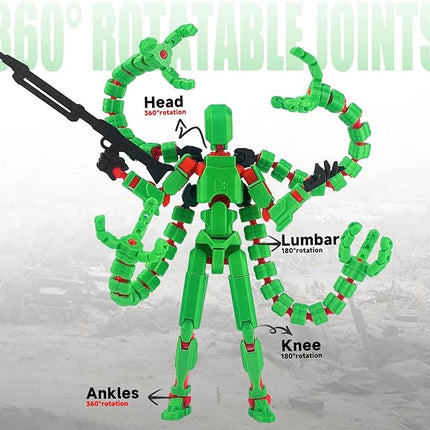 Already Assembled T13 Action Figure Accessories,Dummy 13 T13 Multi-Jointed Movable,for Collectors Desktop Decorations t-13 Movability 3D Printed Toys (Green)