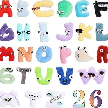26-Letter Plush Toy Set (A-Z) - Cute Stuffed Plush Toys & Decorative Pillow, Educational Gift for Kids & Fun Home Decor