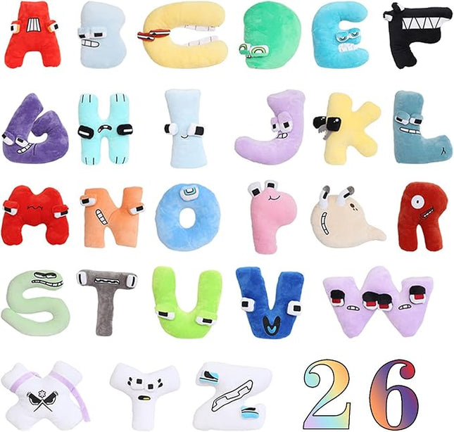 26-Letter Plush Toy Set (A-Z) - Cute Stuffed Plush Toys & Decorative Pillow, Educational Gift for Kids & Fun Home Decor