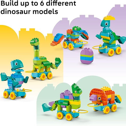 LEGO DUPLO Town 3 in 1 Dinosaurs on Wheels Learning Toy for Toddler Boys & Girls, Ages 3+ - Building & Education Play Set Teaches Problem-Solving Skills Through Play - Preschool Gift Idea - 10451