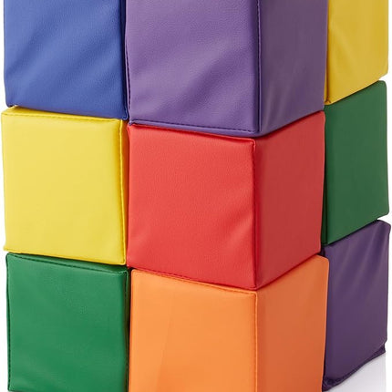 Casafield Toddler Foam Building Blocks (12-Piece Set), 5.5" x 5.5" Soft Play Colorful Kids Stacking Cubes for Daycare, Nursery, Preschool